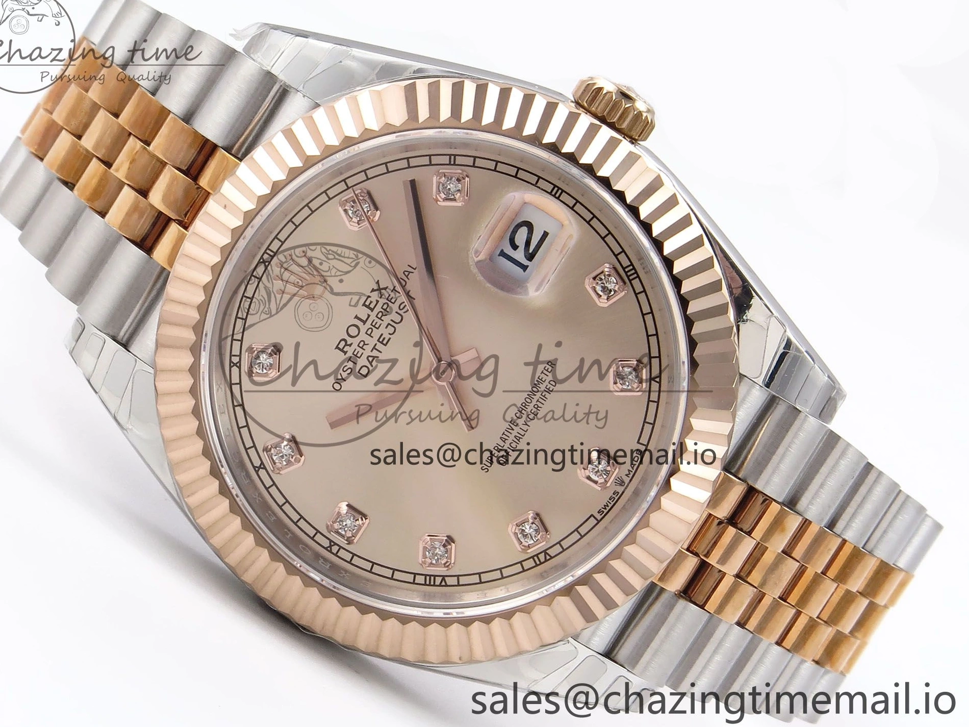 0208 DateJust 41 126331 EWEF Best Edition RG Diamonds Dial on SS RG Jubilee Bracelet A UrbanChic 999
